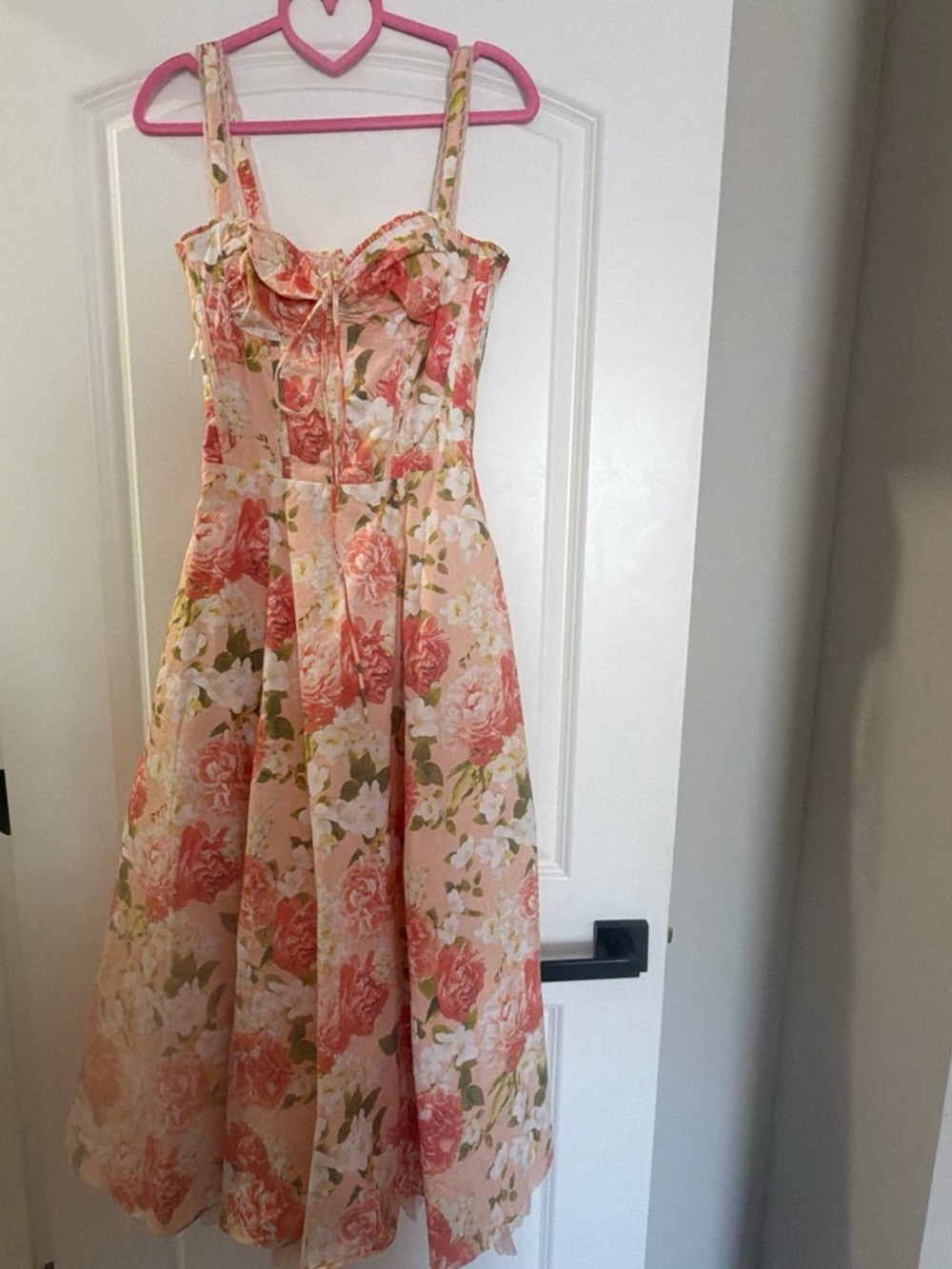 House of CB Pink Rose-Print Midi Dress - Picture 2 of 4